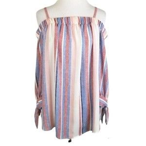 by & by Multicolor Striped Off-Shoulder Blouse